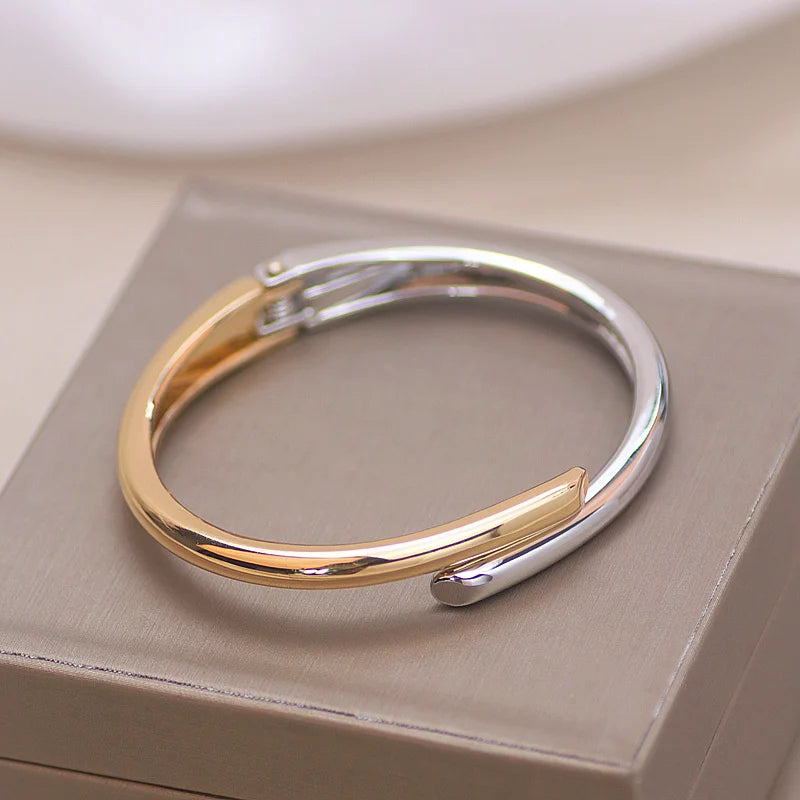 Lary Trendy Simple Jewelry Geometry Round Metal Open Bangles - Sunymox Jewelry