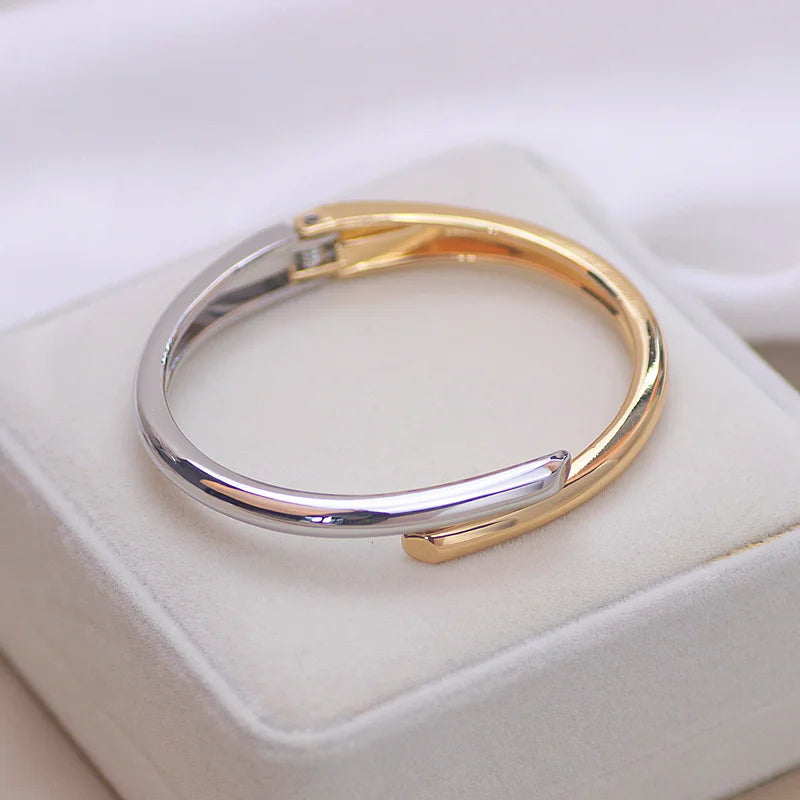 Lary Trendy Simple Jewelry Geometry Round Metal Open Bangles - Sunymox Jewelry