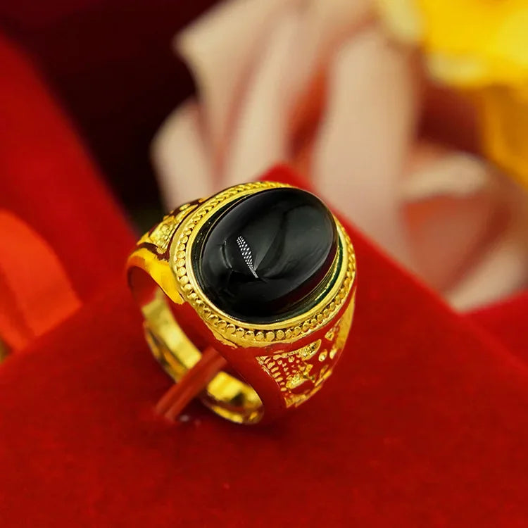 Sultan Luxury 9999 24K Real Gold Pure Gold Ring Men's - Sunymox Jewelry