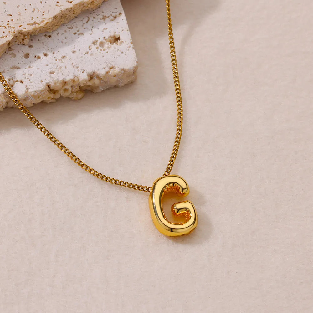 Marry Chunky Initial Letter Pendant Necklaces For Women Gold Color Stainless Steel A to Z Charm Waterproof Jewelry Anniversary Gift - Sunymox Jewelry