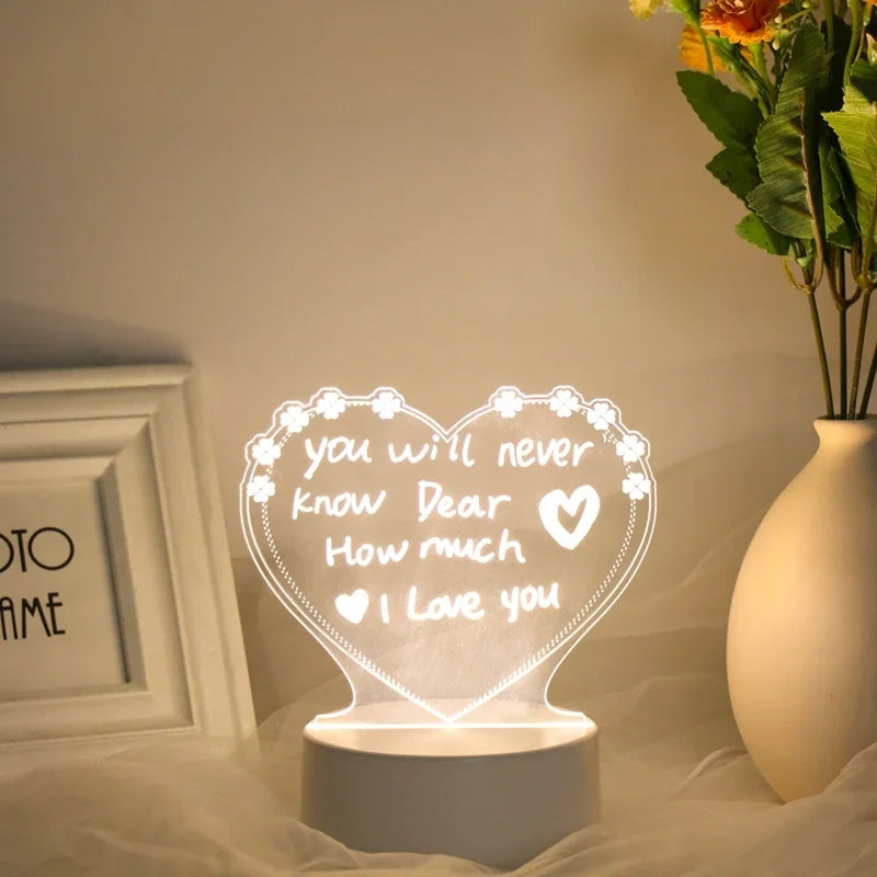Romantic Note Board Creative Led Night Light USB Message Board Holiday Light With Pen Gift For Children Girlfriend Room Decor Night Lamp - Sunymox Jewelry