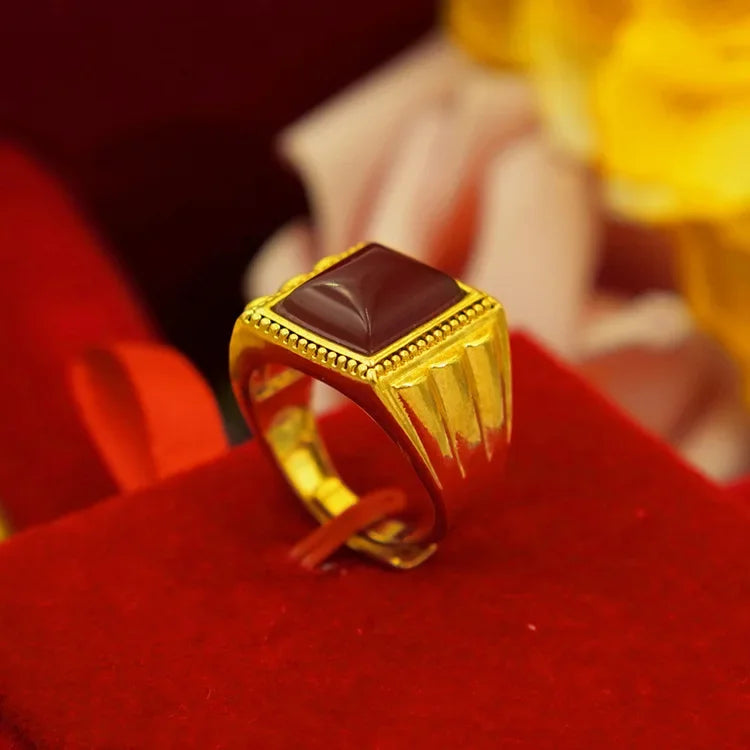 Sultan Luxury 9999 24K Real Gold Pure Gold Ring Men's - Sunymox Jewelry