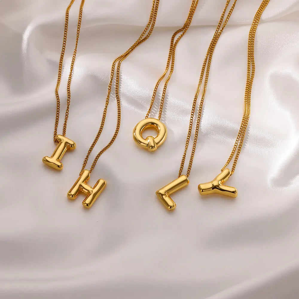 Marry Chunky Initial Letter Pendant Necklaces For Women Gold Color Stainless Steel A to Z Charm Waterproof Jewelry Anniversary Gift - Sunymox Jewelry