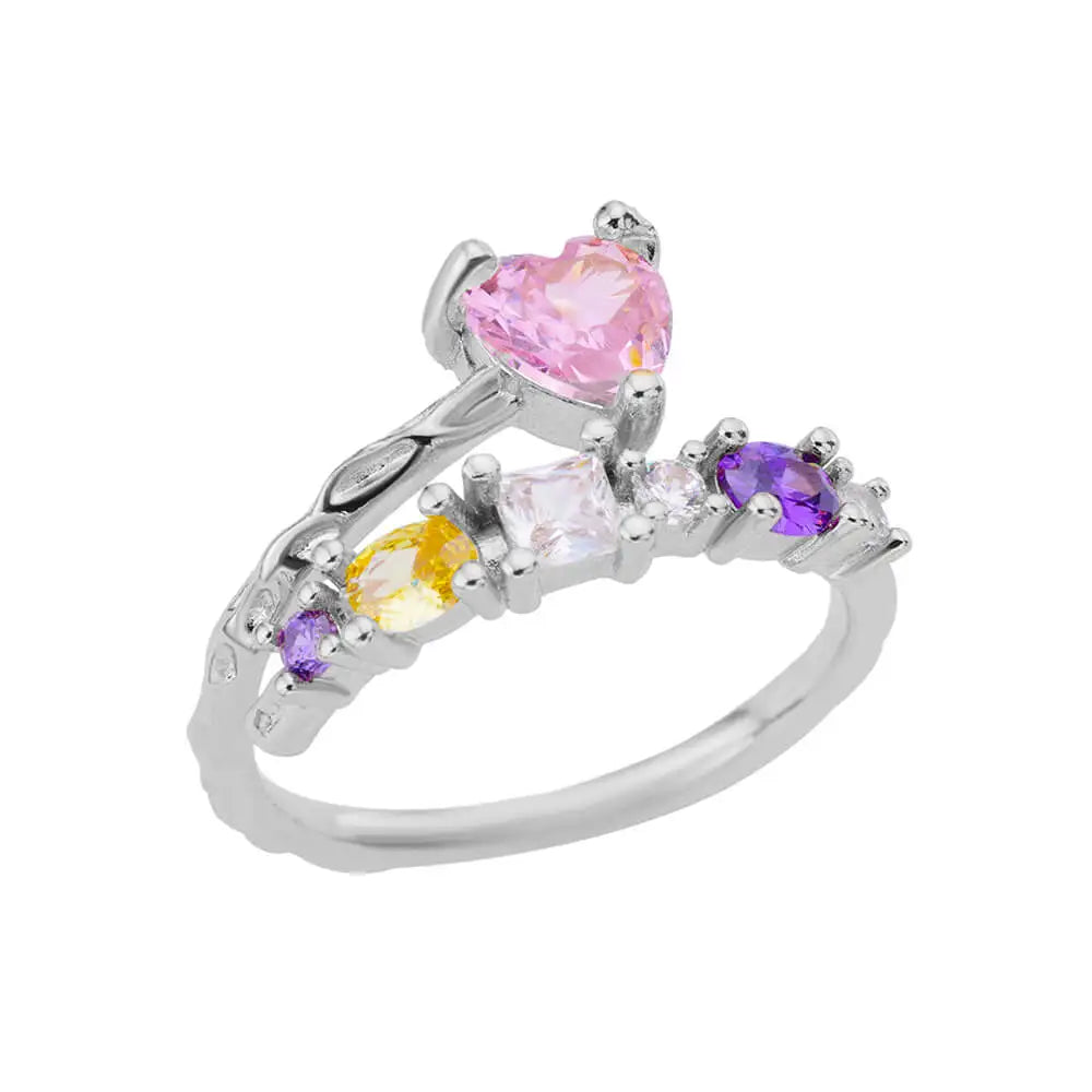 HAFSA Pink Zircon Heart Rings For Women Gold Plated Stainless Steel Adjustable Heart Ring 2025 Trend Wedding Aesthetic Jewelry Gift - Sunymox Jewelry