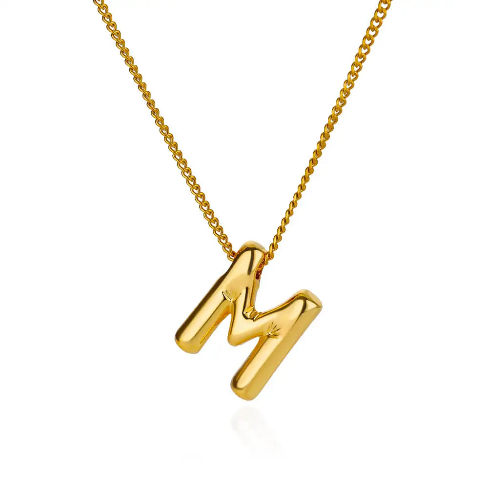 Marry Chunky Initial Letter Pendant Necklaces For Women Gold Color Stainless Steel A to Z Charm Waterproof Jewelry Anniversary Gift - Sunymox Jewelry