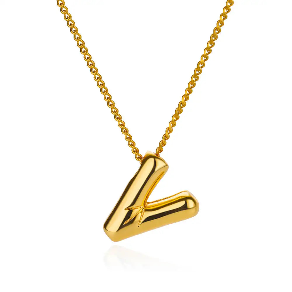 Marry Chunky Initial Letter Pendant Necklaces For Women Gold Color Stainless Steel A to Z Charm Waterproof Jewelry Anniversary Gift - Sunymox Jewelry