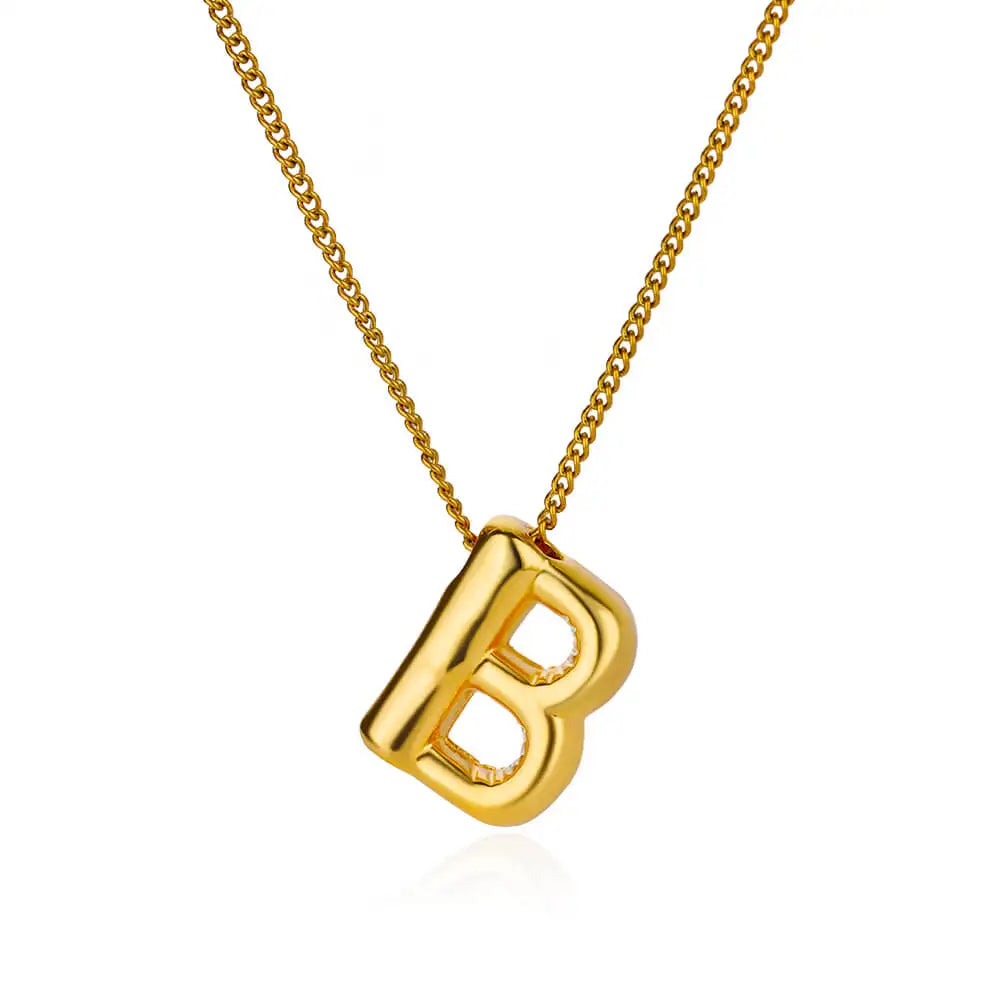 Marry Chunky Initial Letter Pendant Necklaces For Women Gold Color Stainless Steel A to Z Charm Waterproof Jewelry Anniversary Gift - Sunymox Jewelry