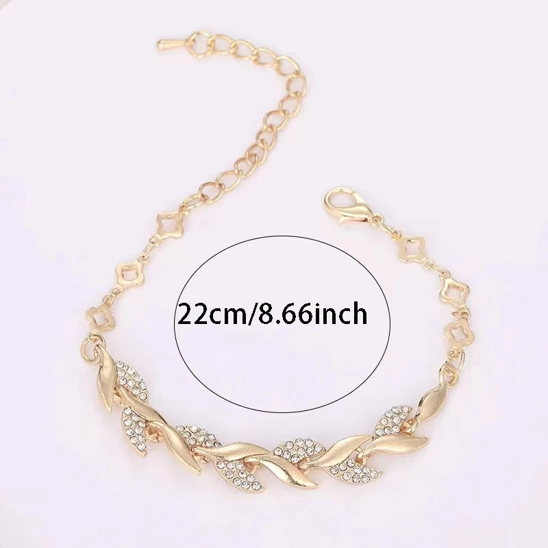 Dua Hip Hop Leaf Bracelet For Women Gold Color Twisted Shiny - Sunymox Jewelry