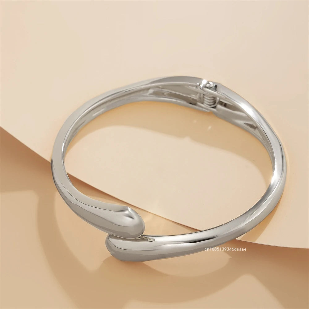 RIM Wide Metal Bangle Ring Gold and Silver Bracelet Jewelry - Sunymox Jewelry