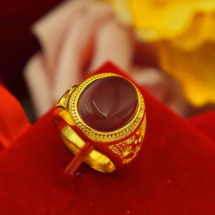 Sultan Luxury 9999 24K Real Gold Pure Gold Ring Men's - Sunymox Jewelry