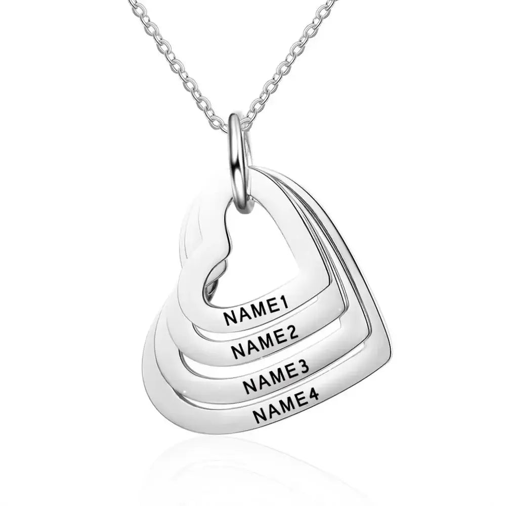 Lika Custom Multiple Heart Necklace Personalized Stainless Steel Customized Engraved Name Jewelry with Family Names Gift - Sunymox Jewelry