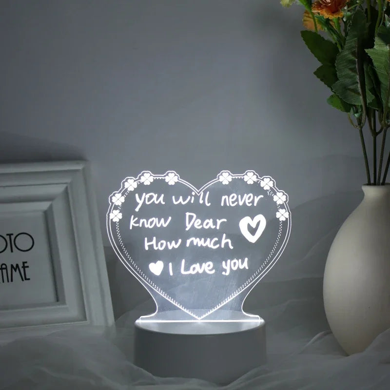 Romantic Note Board Creative Led Night Light USB Message Board Holiday Light With Pen Gift For Children Girlfriend Room Decor Night Lamp - Sunymox Jewelry