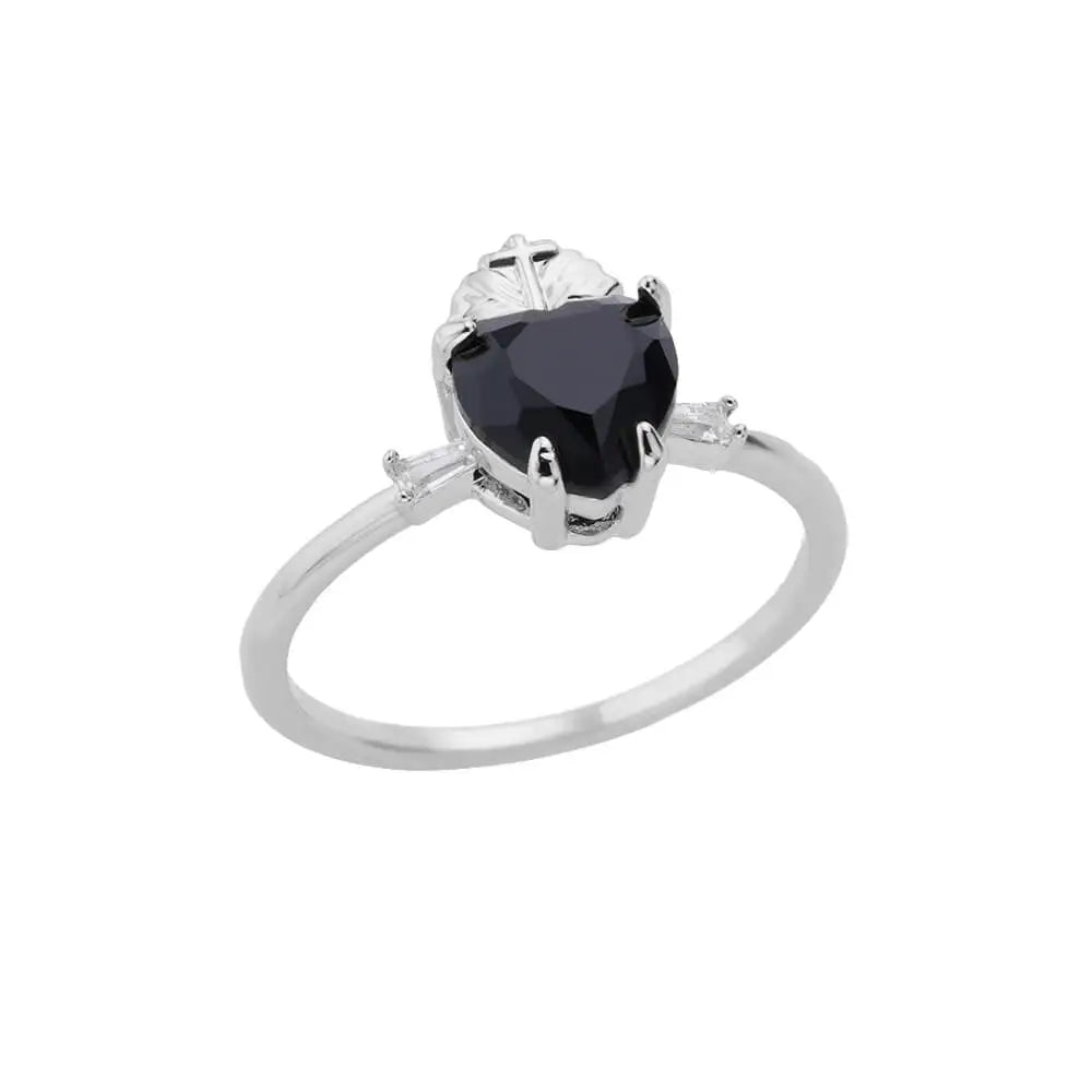HAFSA Pink Zircon Heart Rings For Women Gold Plated Stainless Steel Adjustable Heart Ring 2025 Trend Wedding Aesthetic Jewelry Gift - Sunymox Jewelry