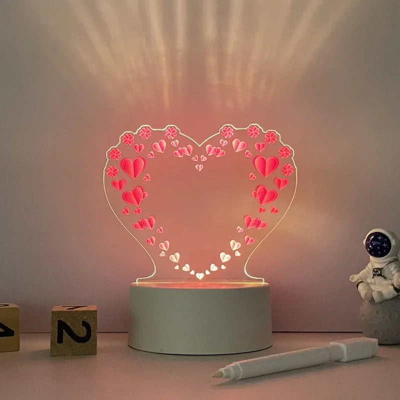 Romantic Note Board Creative Led Night Light USB Message Board Holiday Light With Pen Gift For Children Girlfriend Room Decor Night Lamp - Sunymox Jewelry