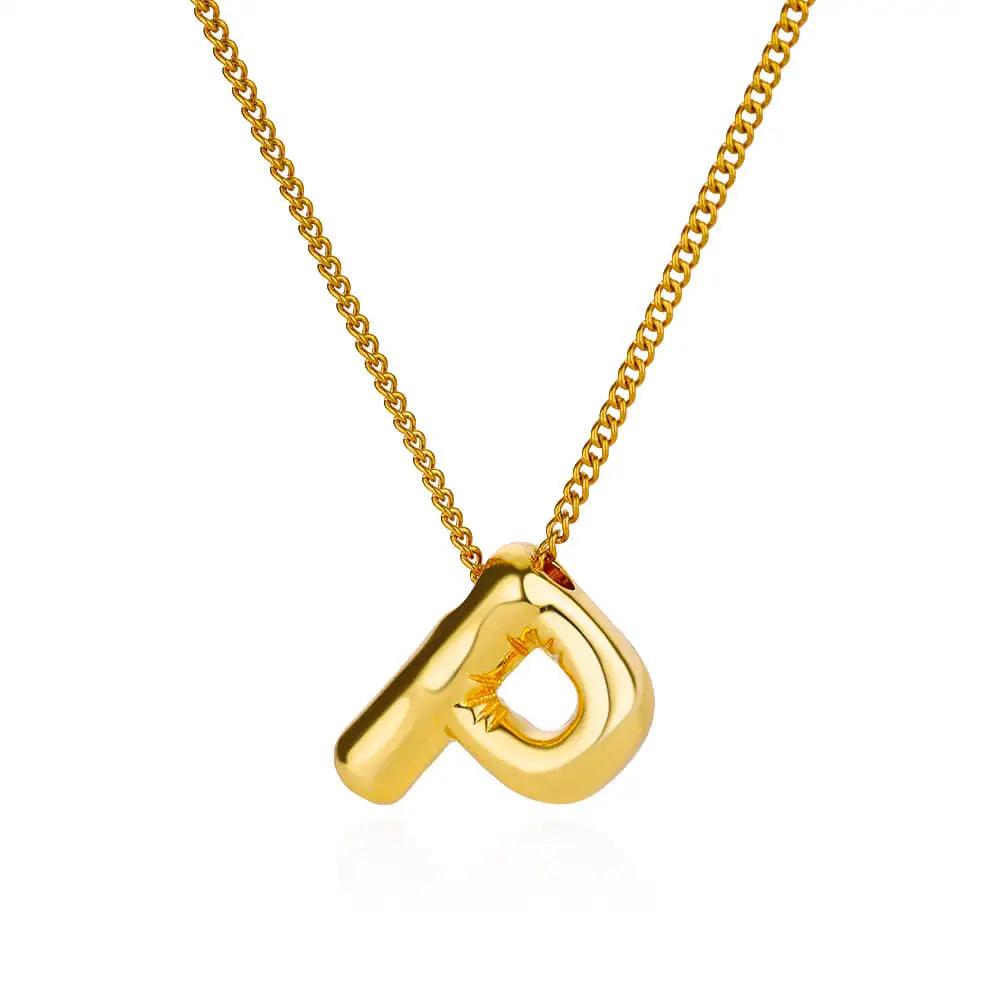 Marry Chunky Initial Letter Pendant Necklaces For Women Gold Color Stainless Steel A to Z Charm Waterproof Jewelry Anniversary Gift - Sunymox Jewelry