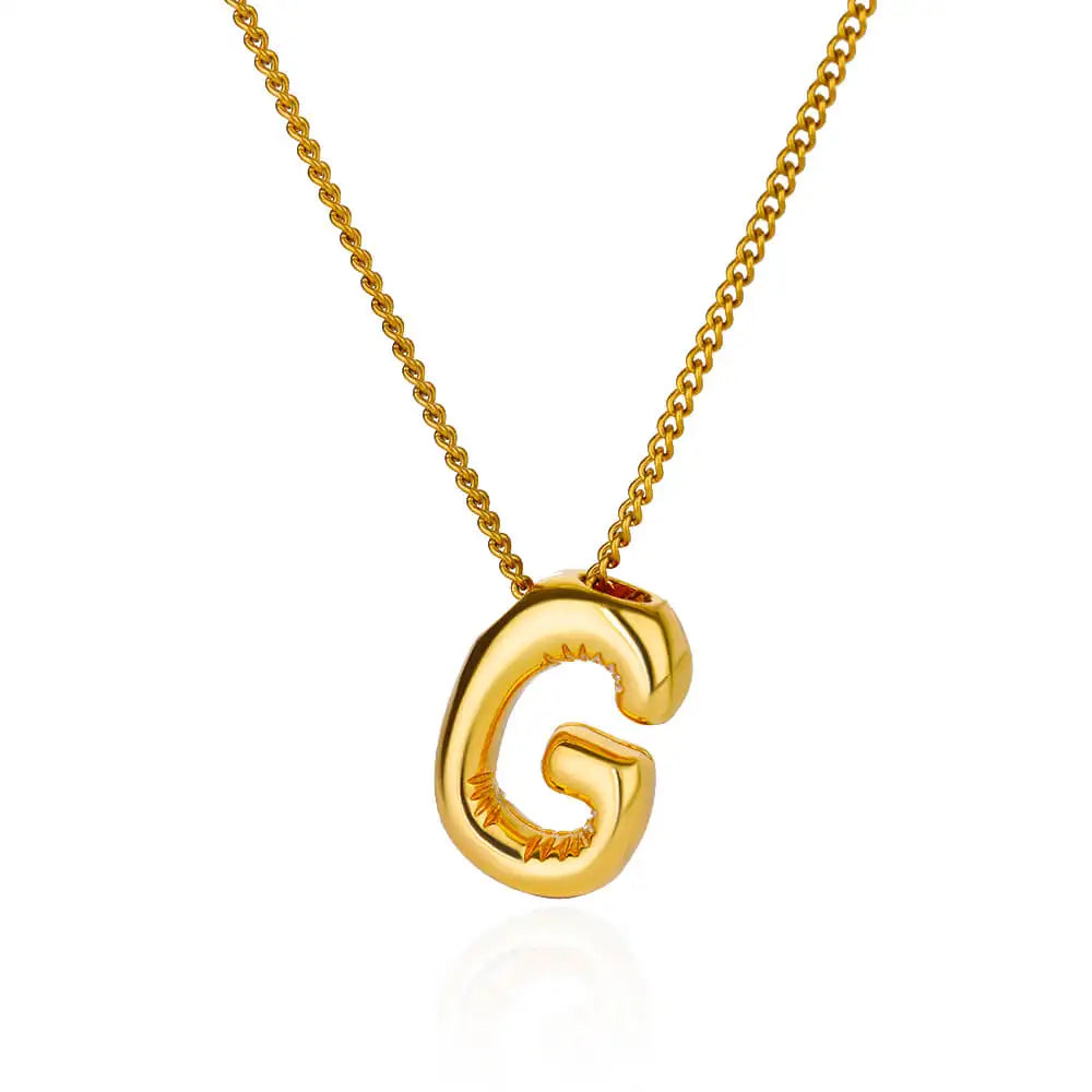 Marry Chunky Initial Letter Pendant Necklaces For Women Gold Color Stainless Steel A to Z Charm Waterproof Jewelry Anniversary Gift - Sunymox Jewelry