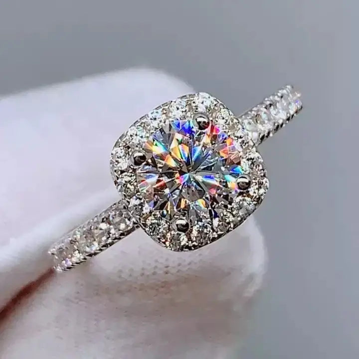 Samantha Real Moissanite 925 Sterling Silver Ring For Women - Sunymox Jewelry