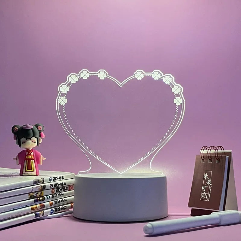 Romantic Note Board Creative Led Night Light USB Message Board Holiday Light With Pen Gift For Children Girlfriend Room Decor Night Lamp - Sunymox Jewelry
