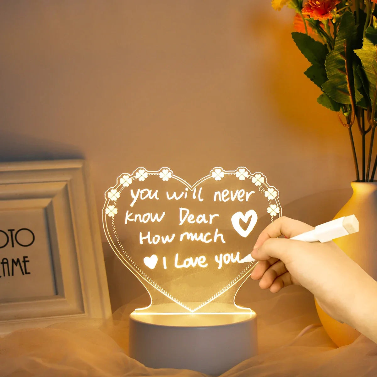 Romantic Note Board Creative Led Night Light USB Message Board Holiday Light With Pen Gift For Children Girlfriend Room Decor Night Lamp - Sunymox Jewelry