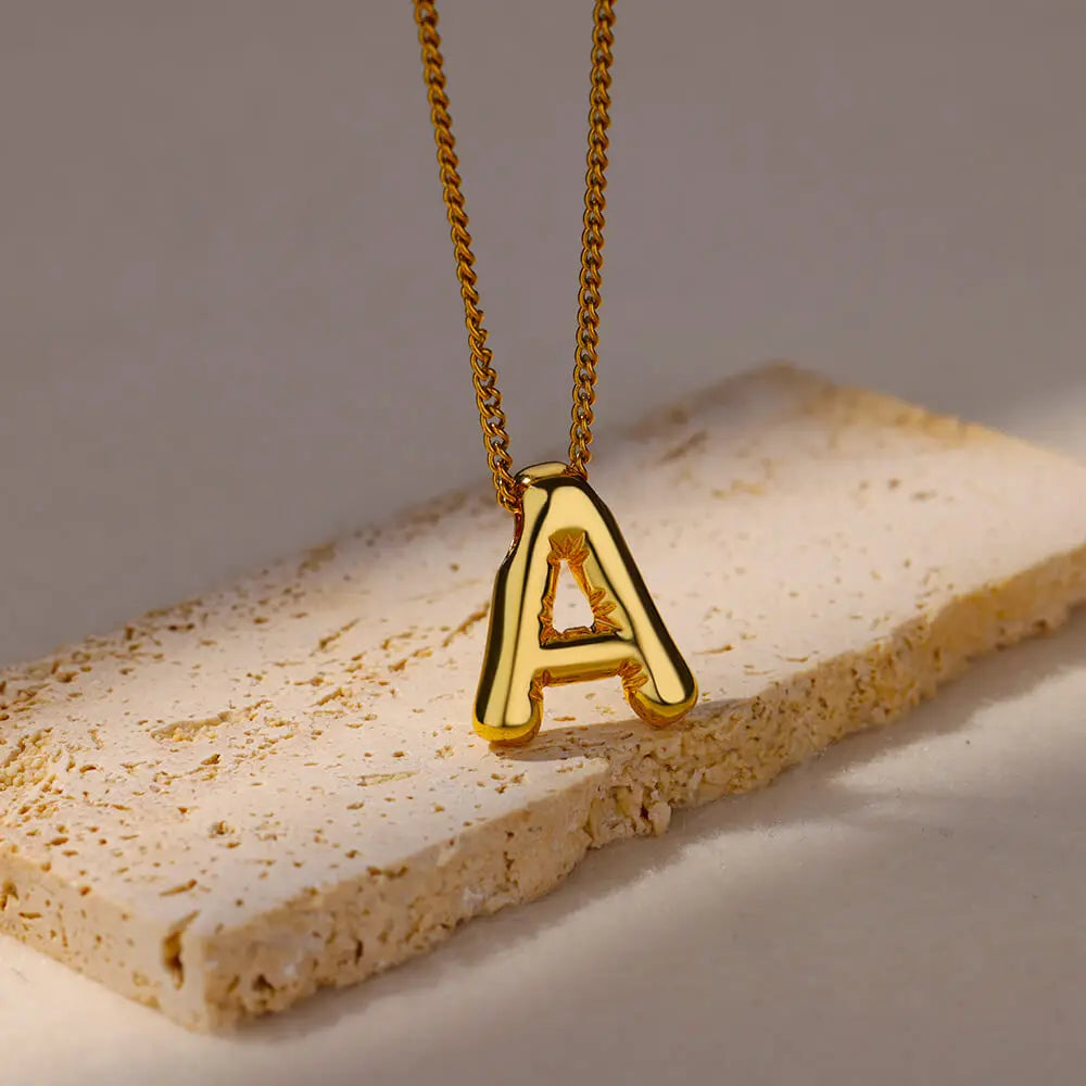 Marry Chunky Initial Letter Pendant Necklaces For Women Gold Color Stainless Steel A to Z Charm Waterproof Jewelry Anniversary Gift - Sunymox Jewelry