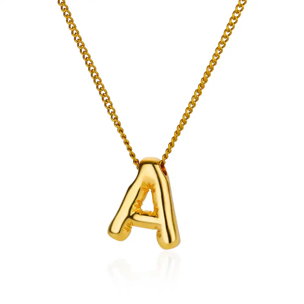 Marry Chunky Initial Letter Pendant Necklaces For Women Gold Color Stainless Steel A to Z Charm Waterproof Jewelry Anniversary Gift - Sunymox Jewelry
