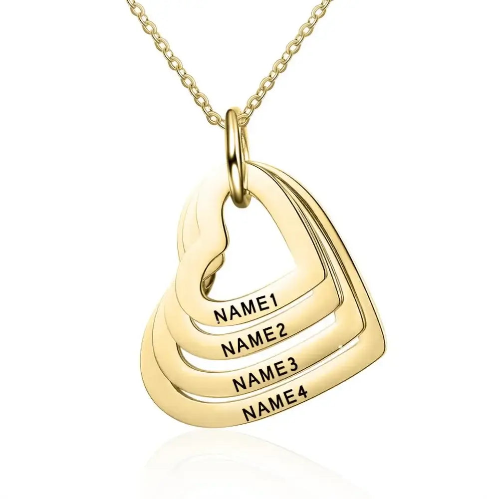 Lika Custom Multiple Heart Necklace Personalized Stainless Steel Customized Engraved Name Jewelry with Family Names Gift - Sunymox Jewelry