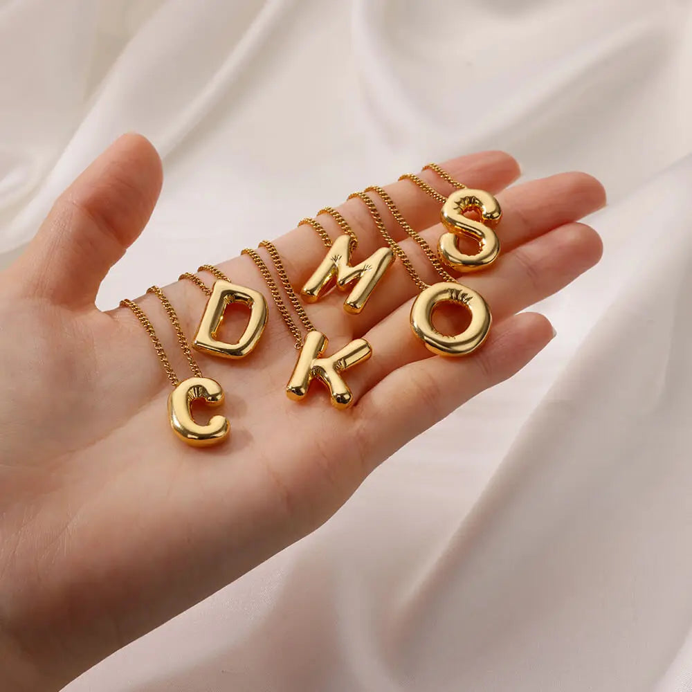 Marry Chunky Initial Letter Pendant Necklaces For Women Gold Color Stainless Steel A to Z Charm Waterproof Jewelry Anniversary Gift - Sunymox Jewelry