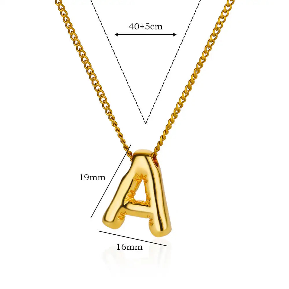 Marry Chunky Initial Letter Pendant Necklaces For Women Gold Color Stainless Steel A to Z Charm Waterproof Jewelry Anniversary Gift - Sunymox Jewelry