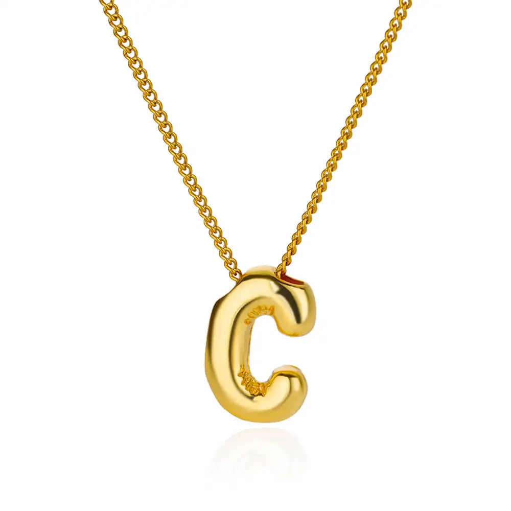 Marry Chunky Initial Letter Pendant Necklaces For Women Gold Color Stainless Steel A to Z Charm Waterproof Jewelry Anniversary Gift - Sunymox Jewelry
