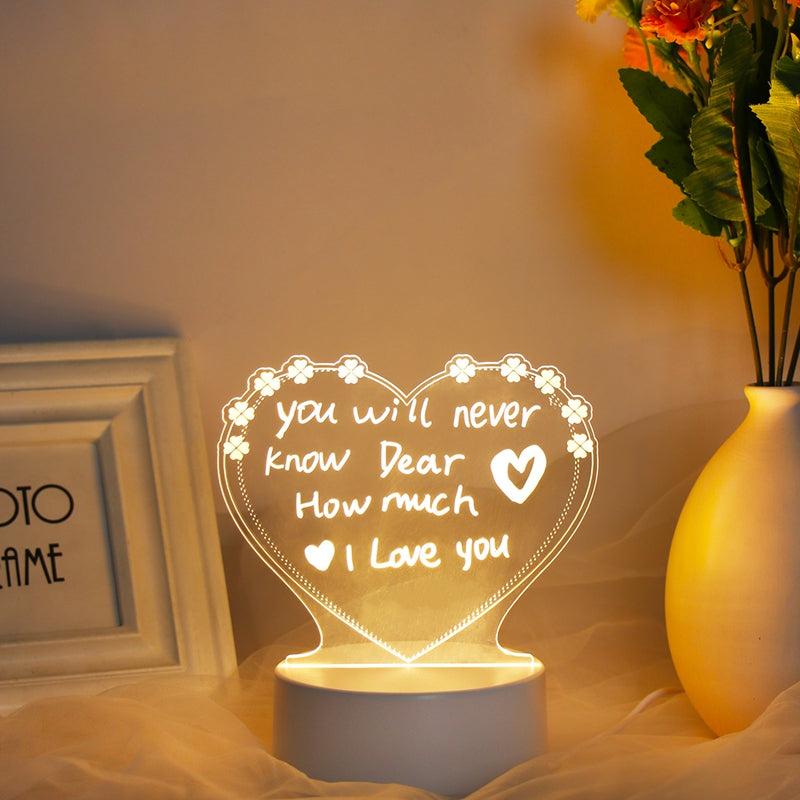 Romantic Note Board Creative Led Night Light USB Message Board Holiday Light With Pen Gift For Children Girlfriend Room Decor Night Lamp - Sunymox Jewelry