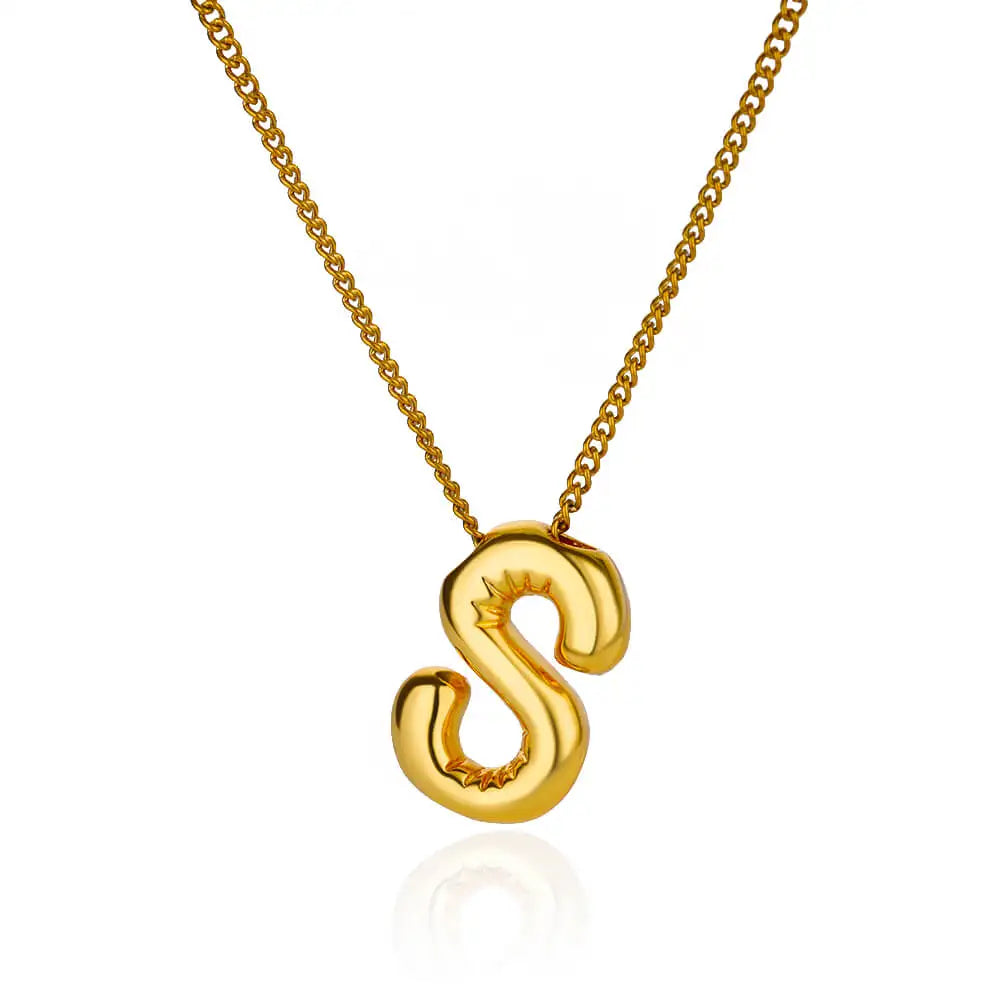 Marry Chunky Initial Letter Pendant Necklaces For Women Gold Color Stainless Steel A to Z Charm Waterproof Jewelry Anniversary Gift - Sunymox Jewelry