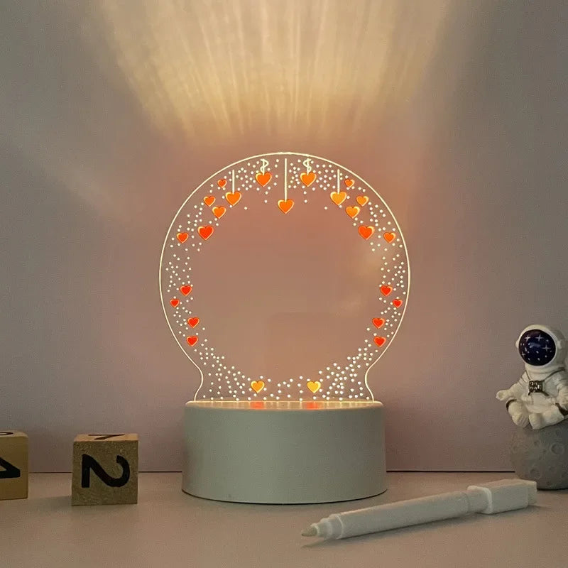 Romantic Note Board Creative Led Night Light USB Message Board Holiday Light With Pen Gift For Children Girlfriend Room Decor Night Lamp - Sunymox Jewelry