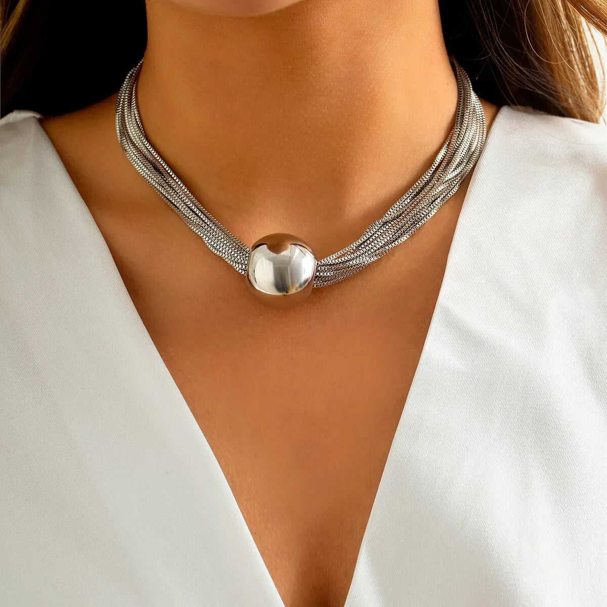 Statement link necklace for women