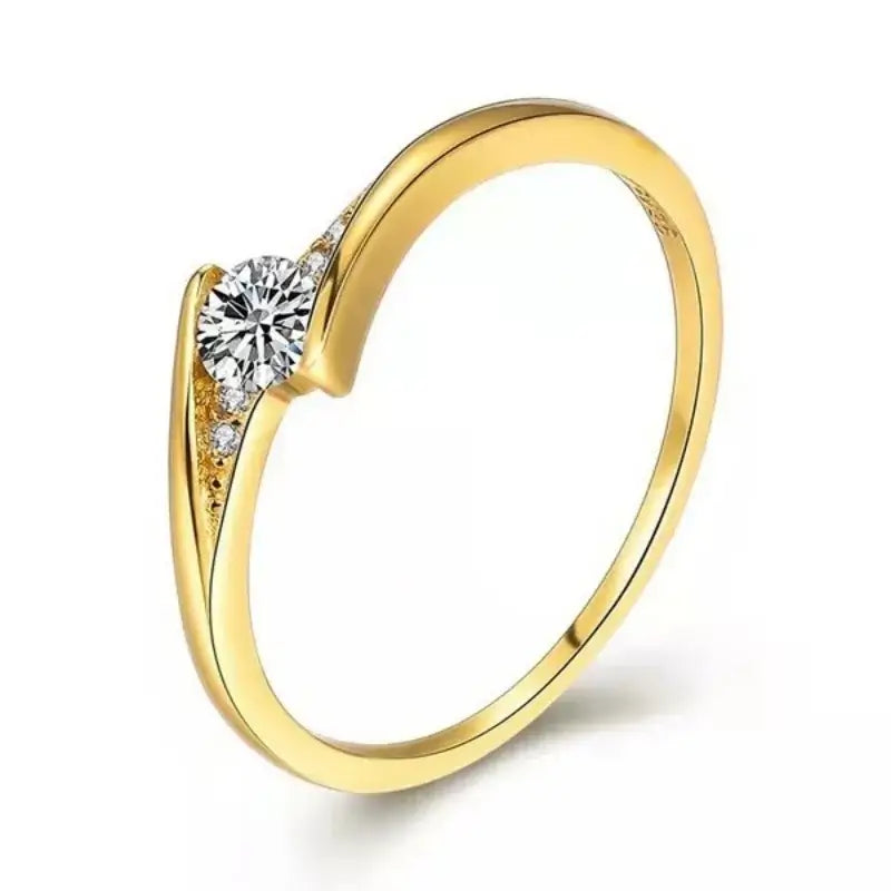 Classic Fashion Women Rings Metal Gold Color White Zircon - Sunymox Jewelry