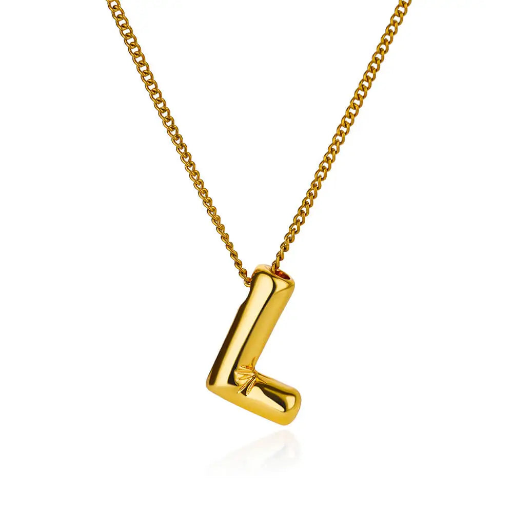 Marry Chunky Initial Letter Pendant Necklaces For Women Gold Color Stainless Steel A to Z Charm Waterproof Jewelry Anniversary Gift - Sunymox Jewelry