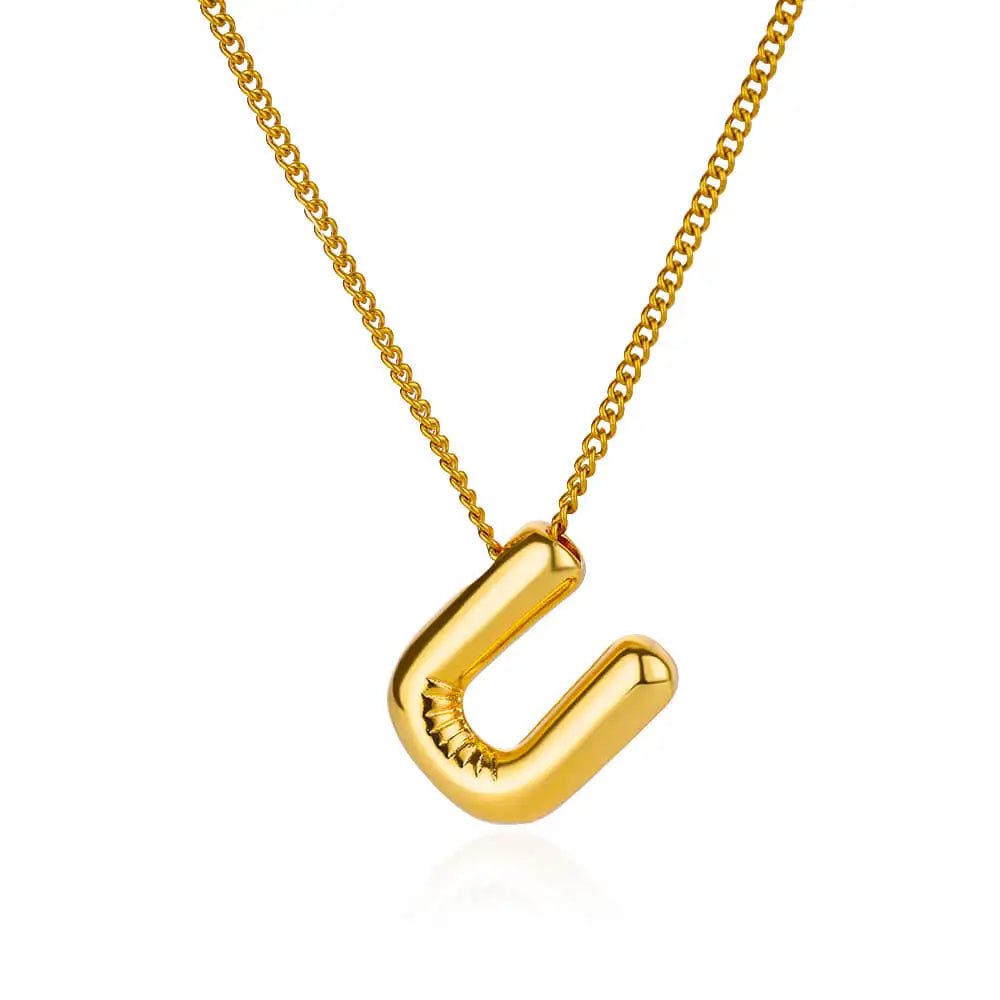 Marry Chunky Initial Letter Pendant Necklaces For Women Gold Color Stainless Steel A to Z Charm Waterproof Jewelry Anniversary Gift - Sunymox Jewelry
