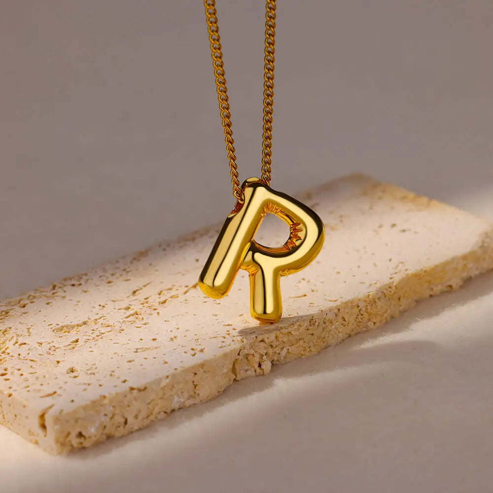 Marry Chunky Initial Letter Pendant Necklaces For Women Gold Color Stainless Steel A to Z Charm Waterproof Jewelry Anniversary Gift - Sunymox Jewelry