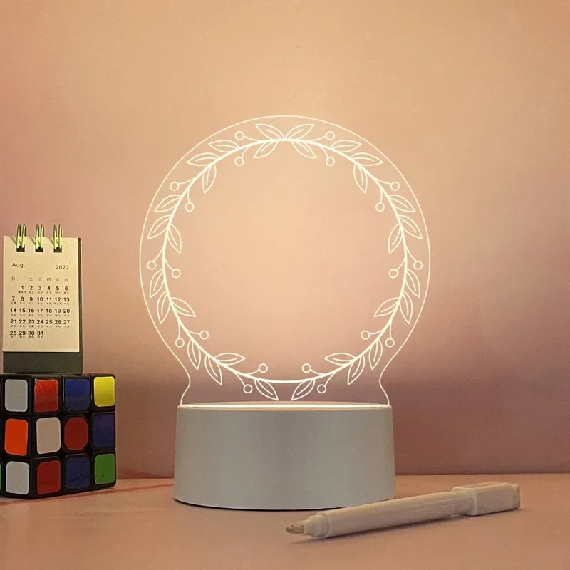 Romantic Note Board Creative Led Night Light USB Message Board Holiday Light With Pen Gift For Children Girlfriend Room Decor Night Lamp - Sunymox Jewelry
