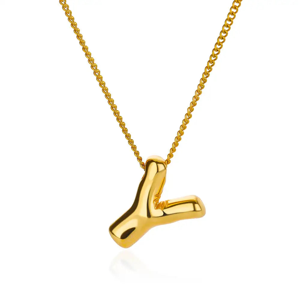 Marry Chunky Initial Letter Pendant Necklaces For Women Gold Color Stainless Steel A to Z Charm Waterproof Jewelry Anniversary Gift - Sunymox Jewelry