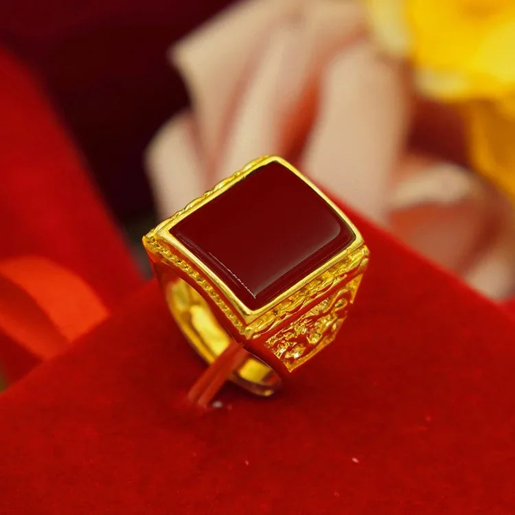 Sultan Luxury 9999 24K Real Gold Pure Gold Ring Men's - Sunymox Jewelry