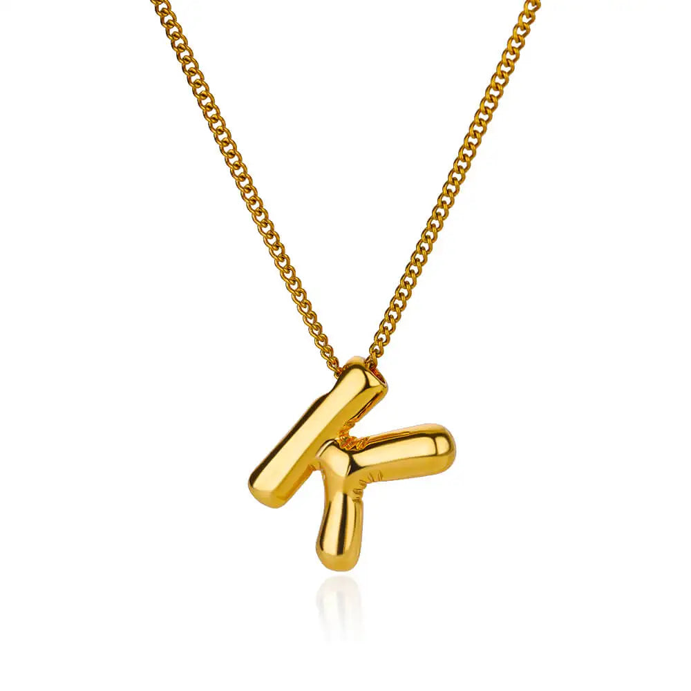 Marry Chunky Initial Letter Pendant Necklaces For Women Gold Color Stainless Steel A to Z Charm Waterproof Jewelry Anniversary Gift - Sunymox Jewelry
