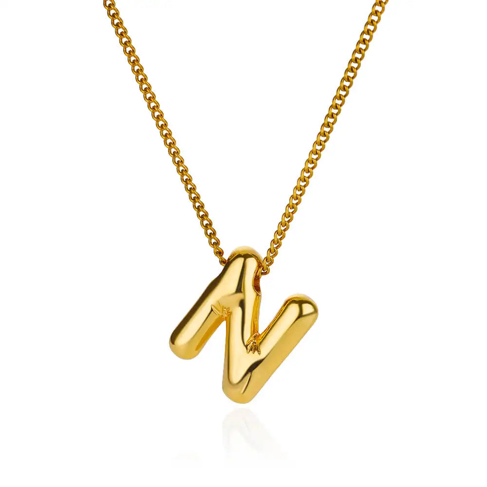 Marry Chunky Initial Letter Pendant Necklaces For Women Gold Color Stainless Steel A to Z Charm Waterproof Jewelry Anniversary Gift - Sunymox Jewelry