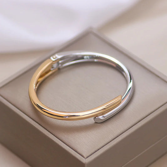 Lary Trendy Simple Jewelry Geometry Round Metal Open Bangles - Sunymox Jewelry