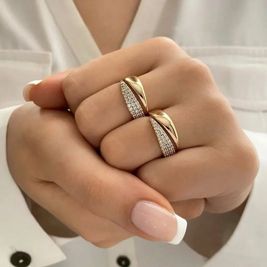 RAJA RING New Stainless Steel 18 K Gold Plated Sun Rings for Women Natural Stone Inlaid in Hollow Metal Texture Ring Trendy Jewelry - Sunymox Jewelry
