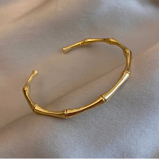Bamboo joint gold color bangle