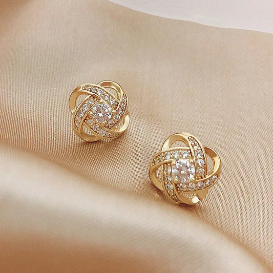 Katy Light Luxury Zircon Stud Earrings Simple Cross Hollow Geometric Earrings Wedding Party Exquisite Ear Jewellery Women Gifts - Sunymox Jewelry