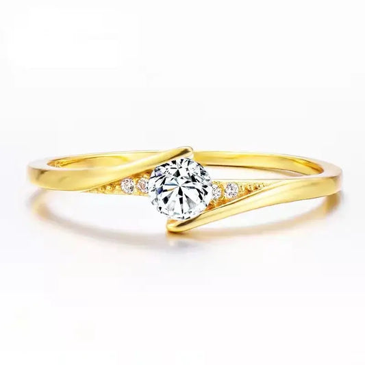 Classic Fashion Women Rings Metal Gold Color White Zircon - Sunymox Jewelry