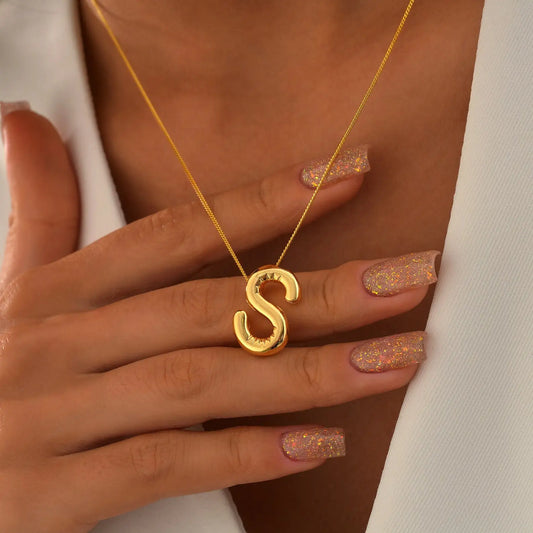 Marry Chunky Initial Letter Pendant Necklaces For Women Gold Color Stainless Steel A to Z Charm Waterproof Jewelry Anniversary Gift - Sunymox Jewelry