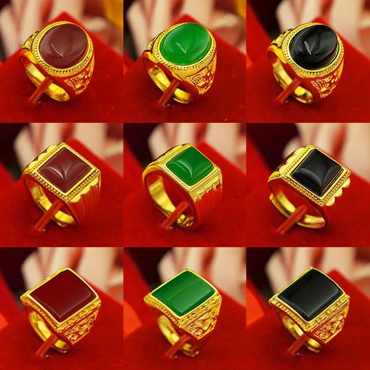 Sultan Luxury 9999 24K Real Gold Pure Gold Ring Men's - Sunymox Jewelry