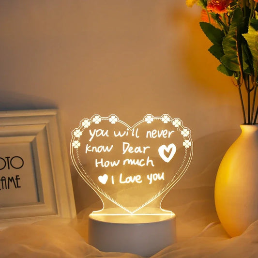 Romantic Note Board Creative Led Night Light USB Message Board Holiday Light With Pen Gift For Children Girlfriend Room Decor Night Lamp - Sunymox Jewelry